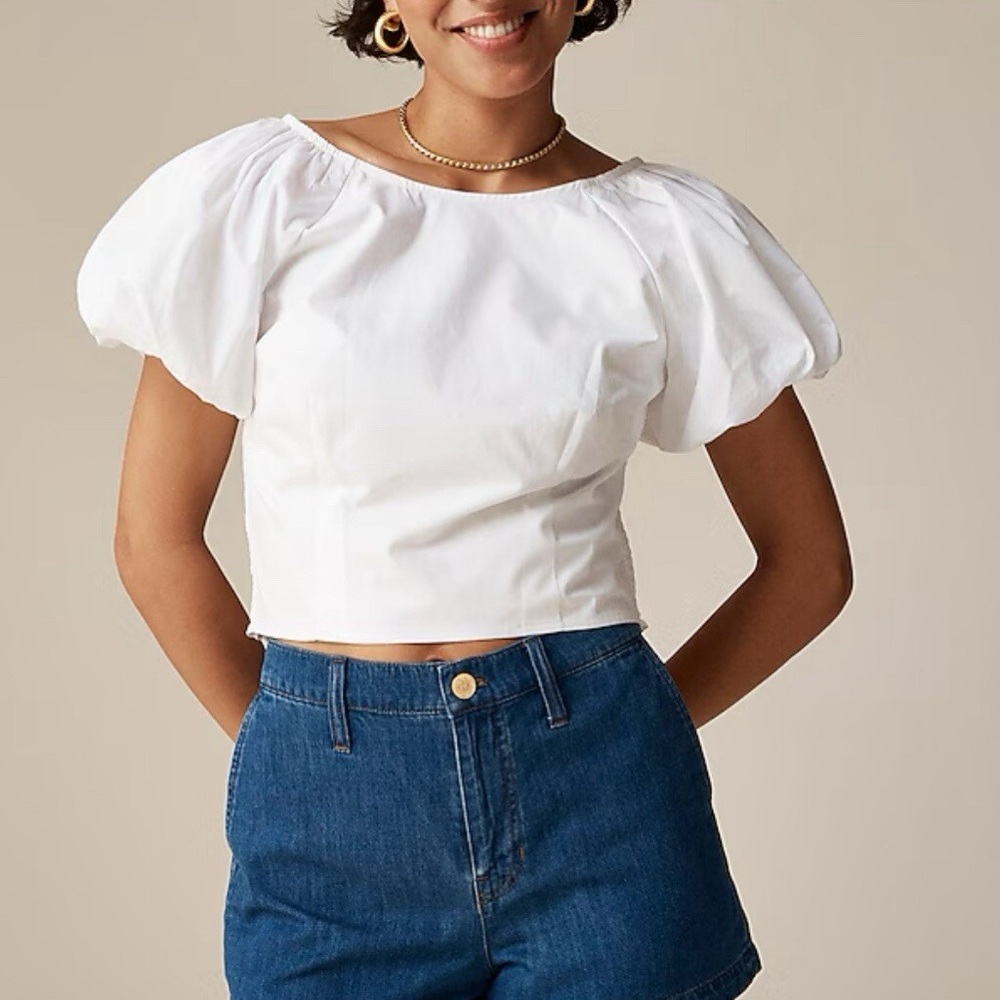 J. Crew Fitted puff-sleeve top